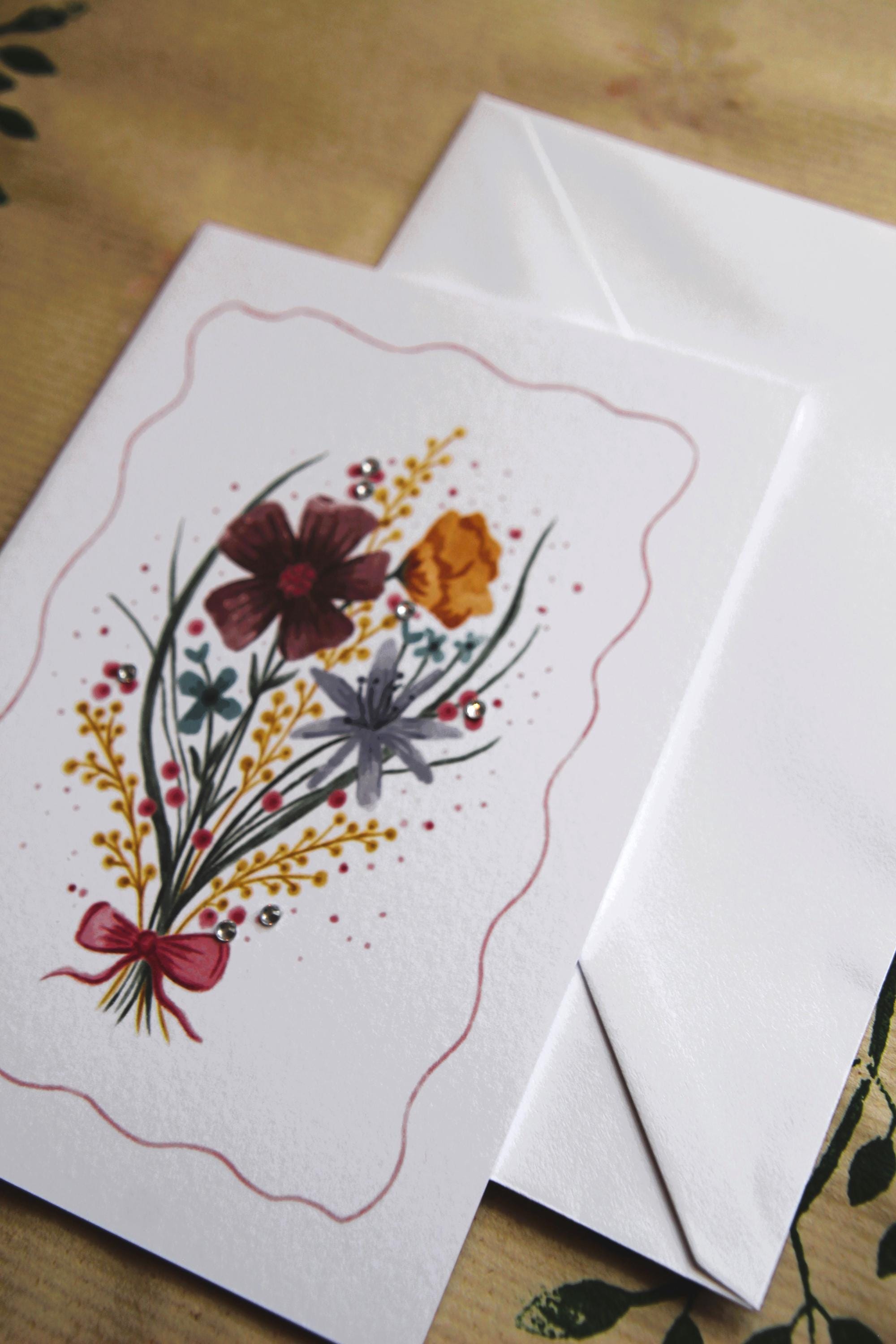 Floral bouquet A6 Cards, pack of 3: Flower greeting card, illustrated