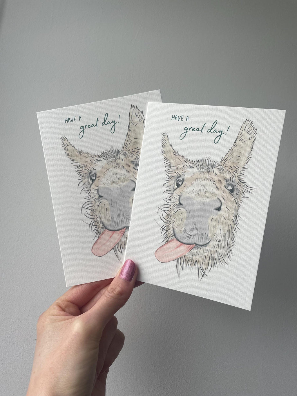 Donkey A6 Cards, pack of x3:  illustrated by hand for animal lover, special day