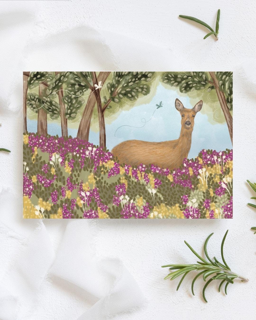 Deer A6 Cards (Set of 3) - illustrated Animal Art Card