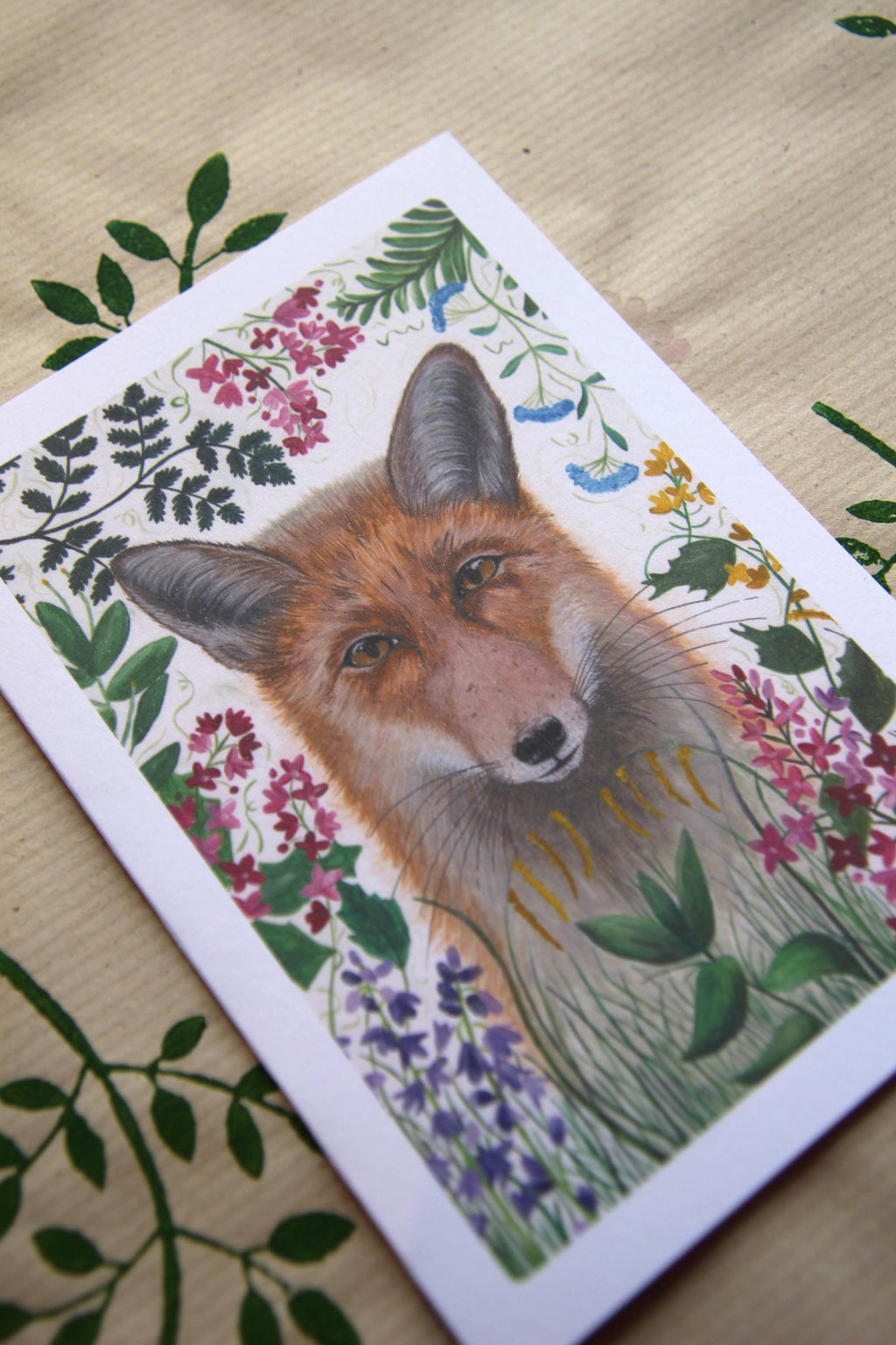 Fox and floral A6 Cards, pack of 3: hand painted