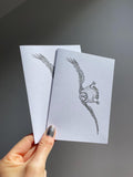 Puffin A6 Cards, set of 3: graphic style, illustrated, with silver details