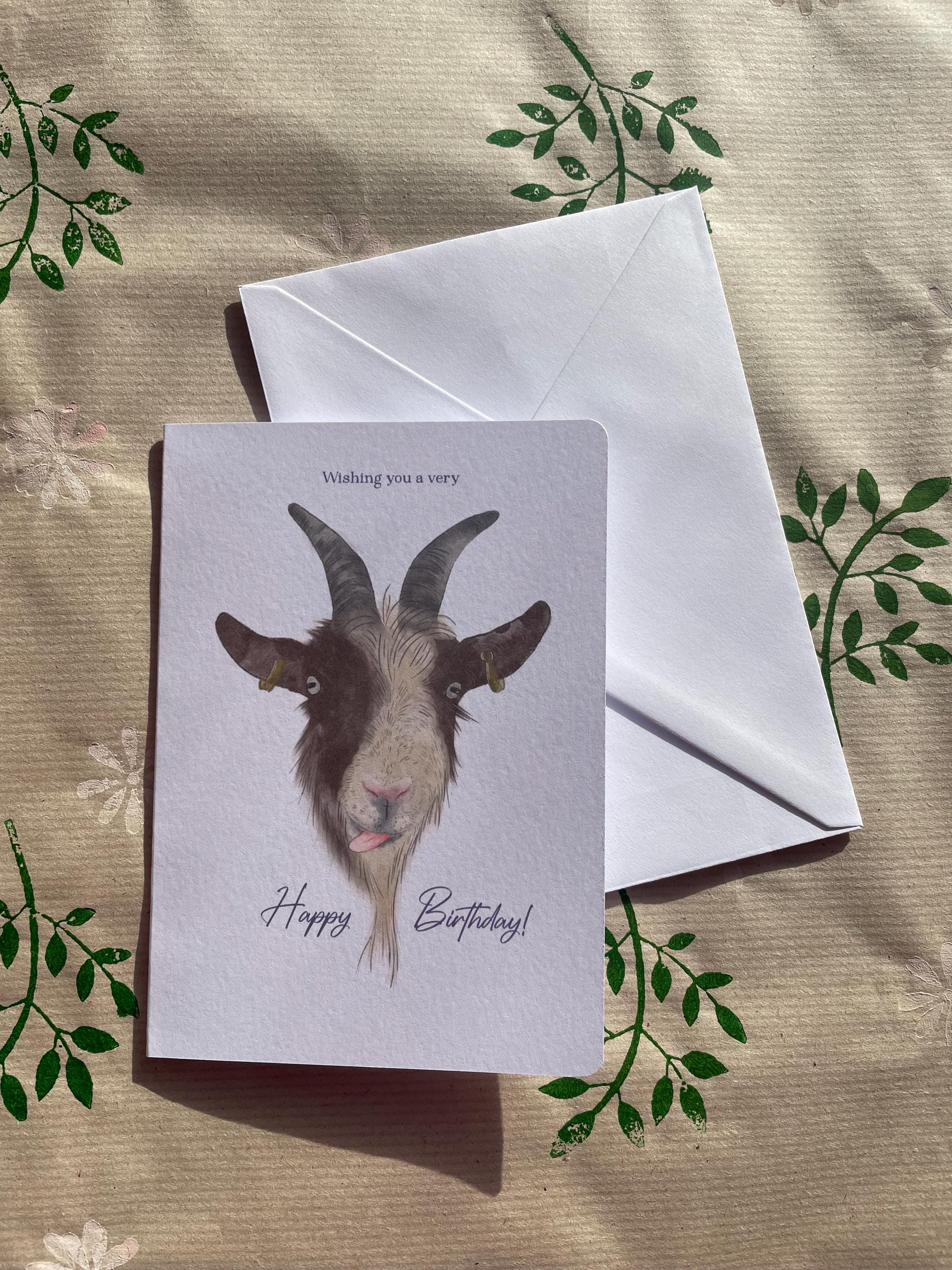 Cheeky Goat A6 Cards, pack of 3: illsutrated by hand, funny animal card