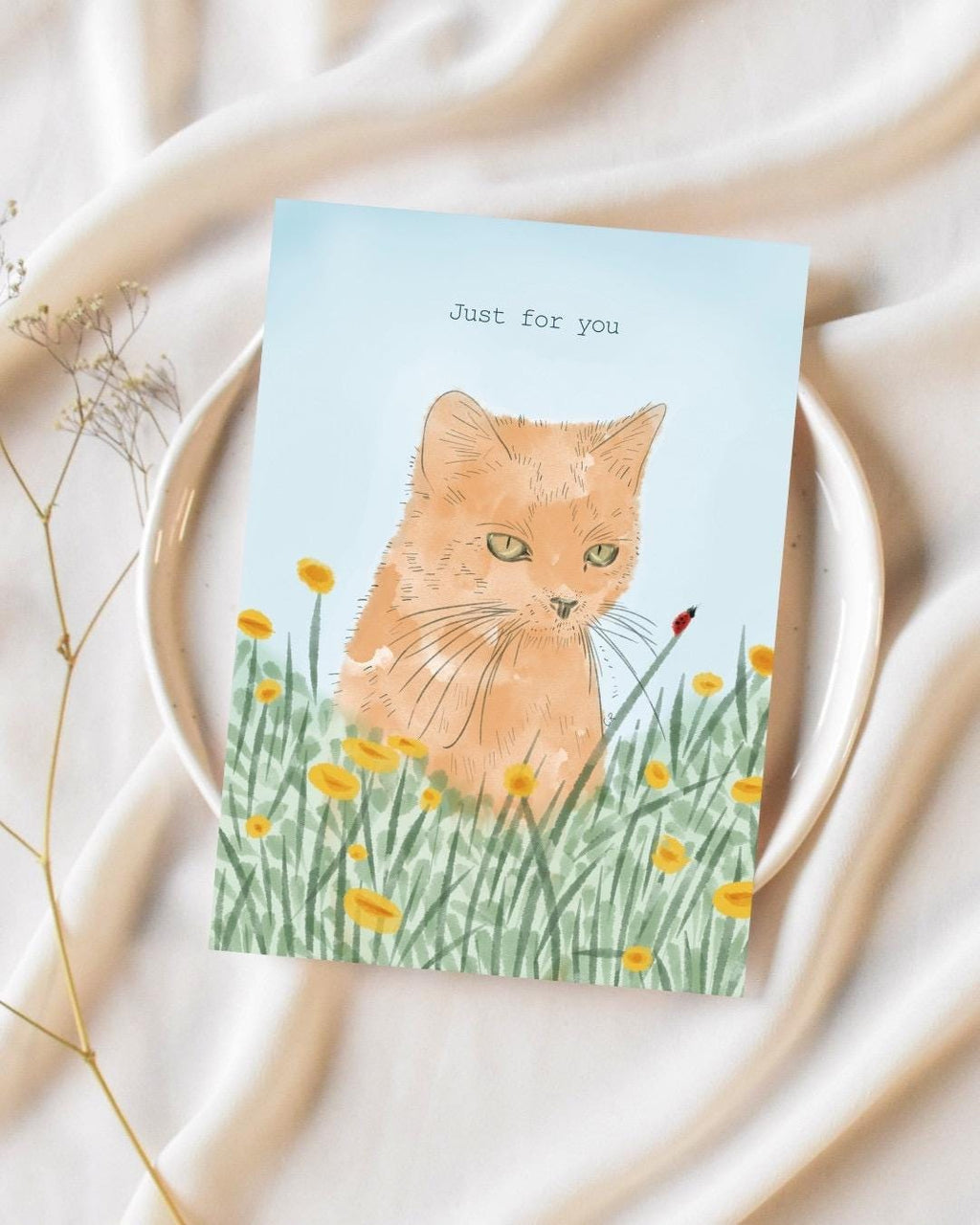 Ginger cat A6 Cards, set of 3: illustrated animal