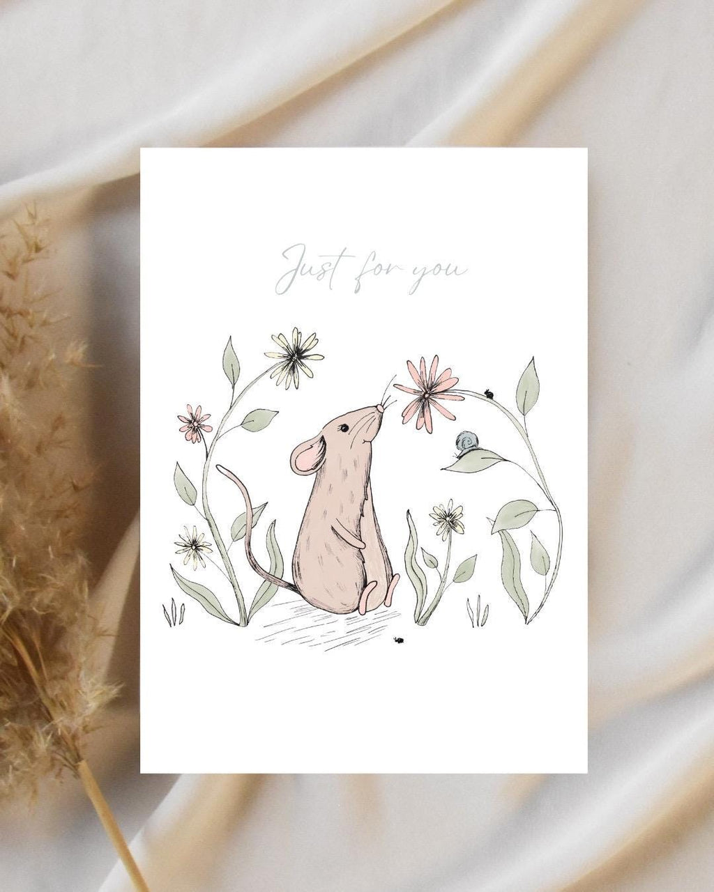 Mouse A6 Cards, set of 3: illustrated by hand