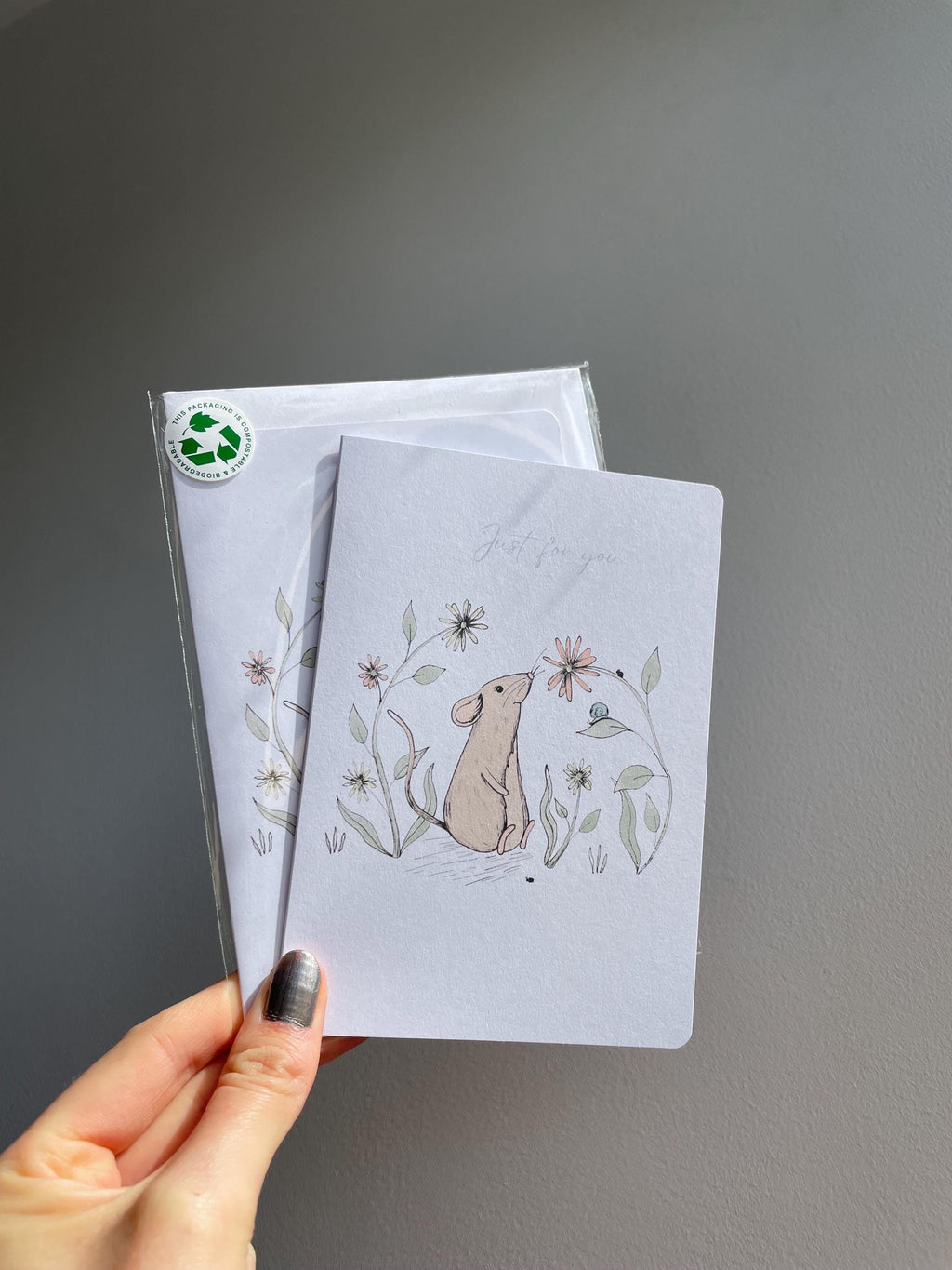 Mouse A6 Cards, set of 3: illustrated by hand