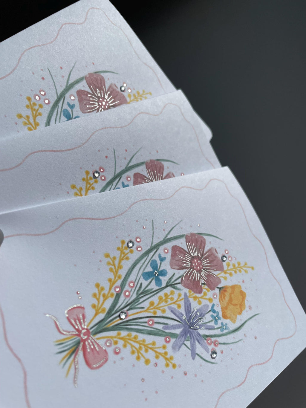 Floral bouquet A6 Cards, pack of 3: Flower greeting card, illustrated