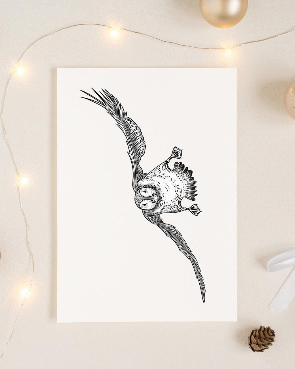 Puffin A6 Cards, set of 3: graphic style, illustrated, with silver details