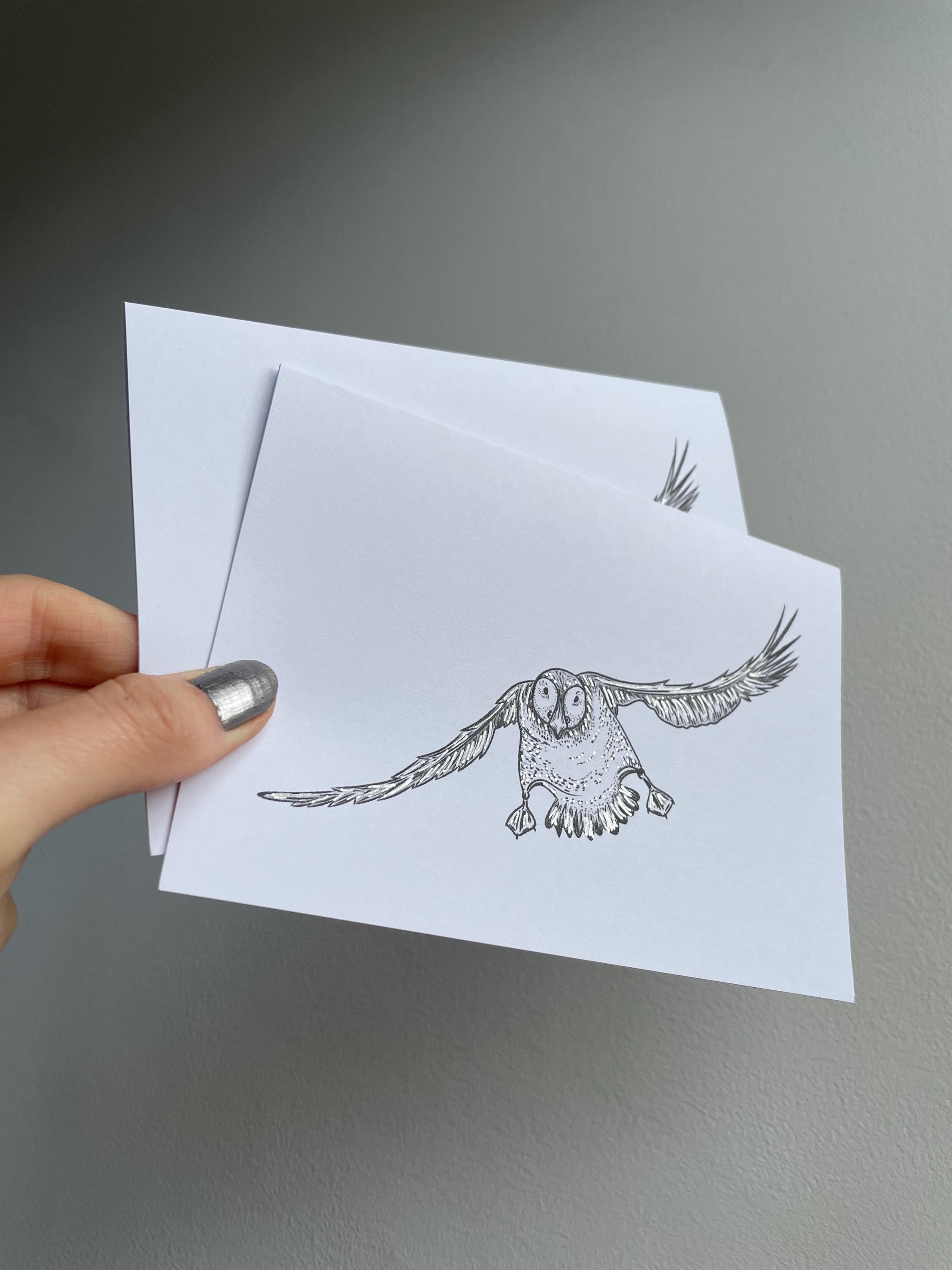 Puffin A6 Cards, set of 3: graphic style, illustrated, with silver details
