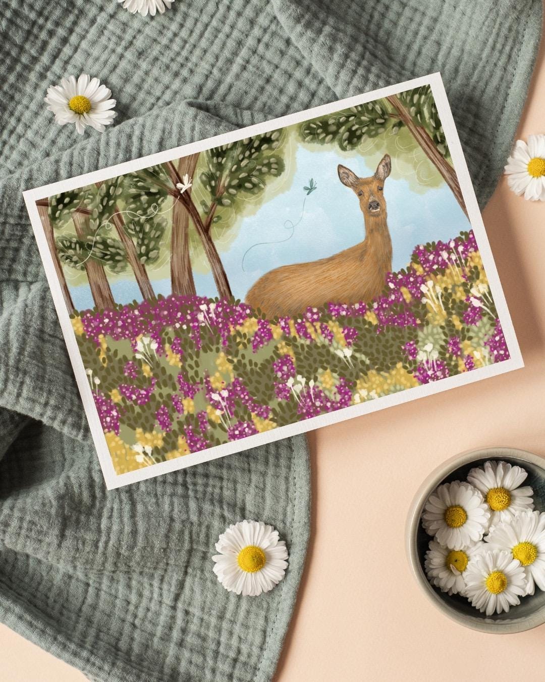 Deer A6 Cards (Set of 3) - illustrated Animal Art Card