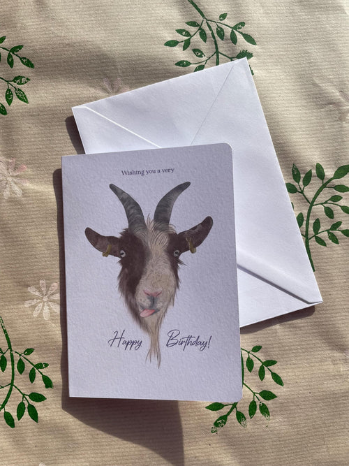 Cheeky Goat A6 Cards, pack of 3: illsutrated by hand, funny animal card