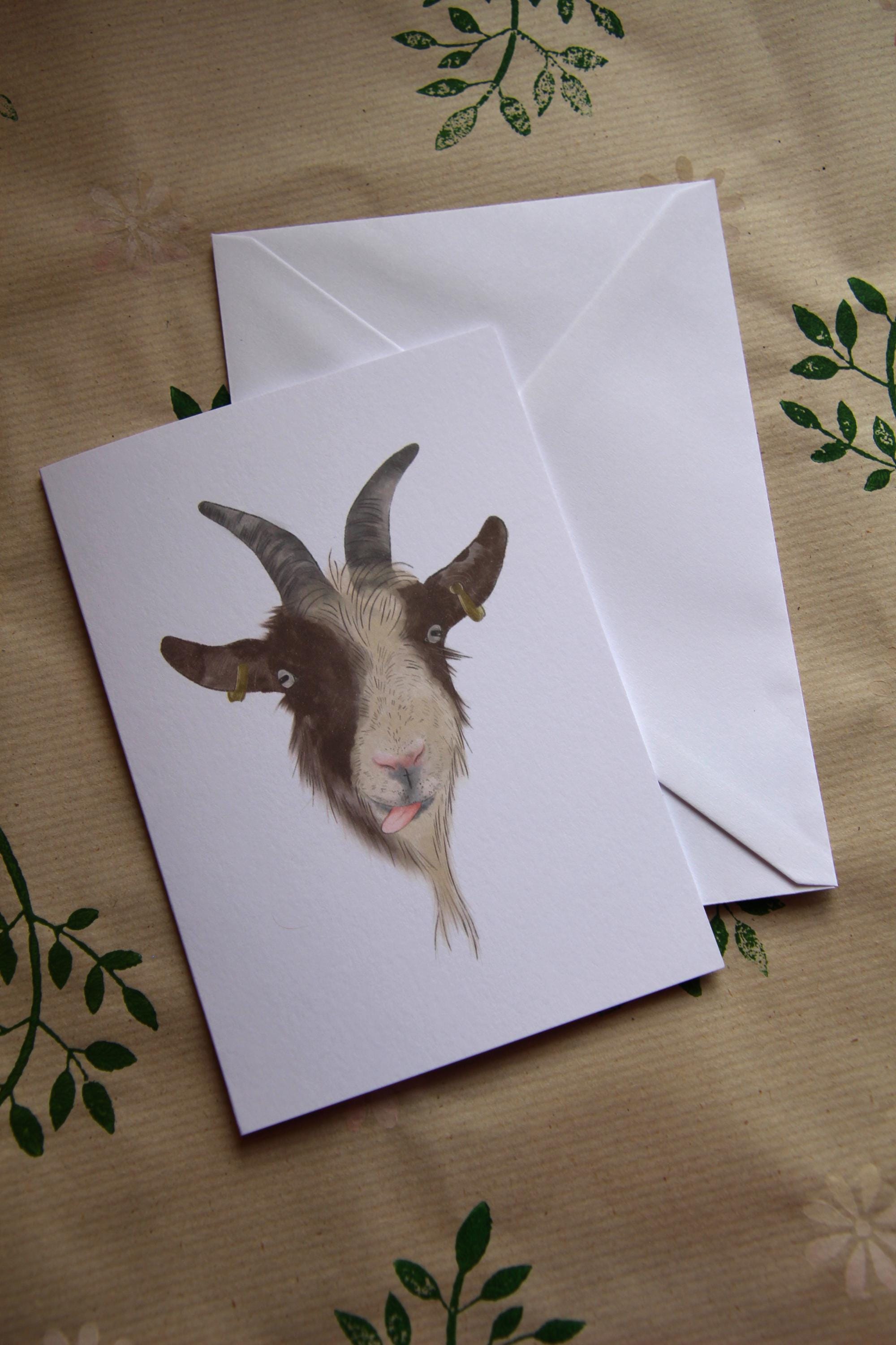The Cheeky Trio, A6 Cards, pack of 3: cow, goat, donkey, illustrated animal greeting cards
