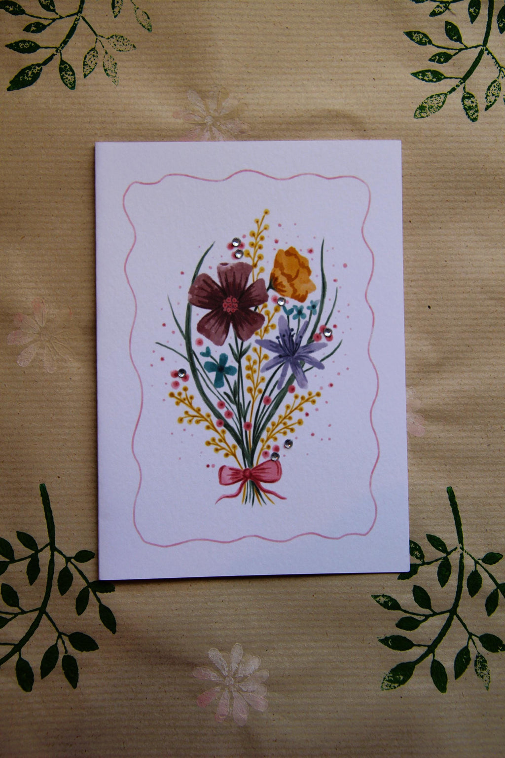 Floral bouquet A6 Cards, pack of 3: Flower greeting card, illustrated