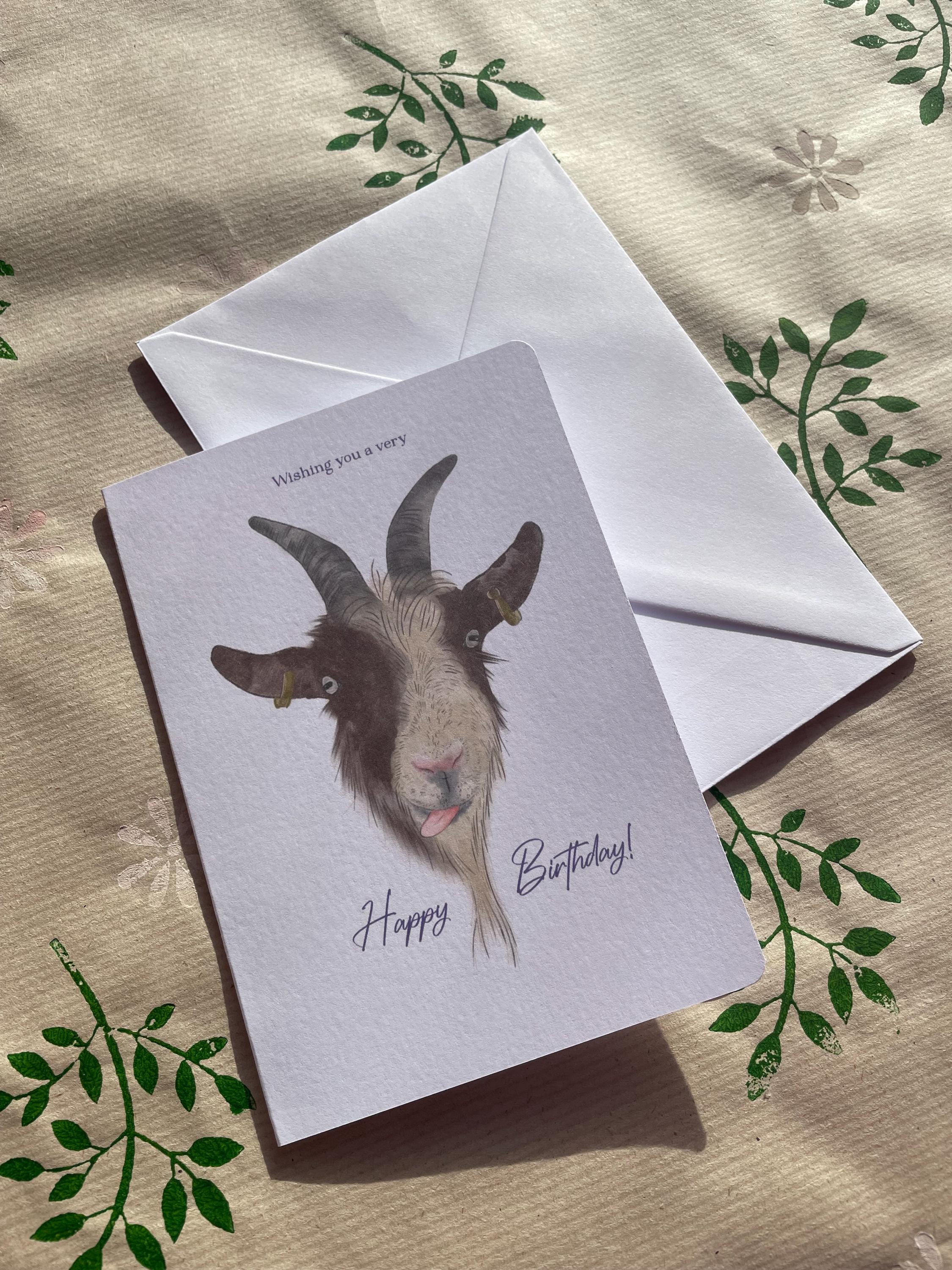Cheeky Goat A6 Cards, pack of 3: illsutrated by hand, funny animal card