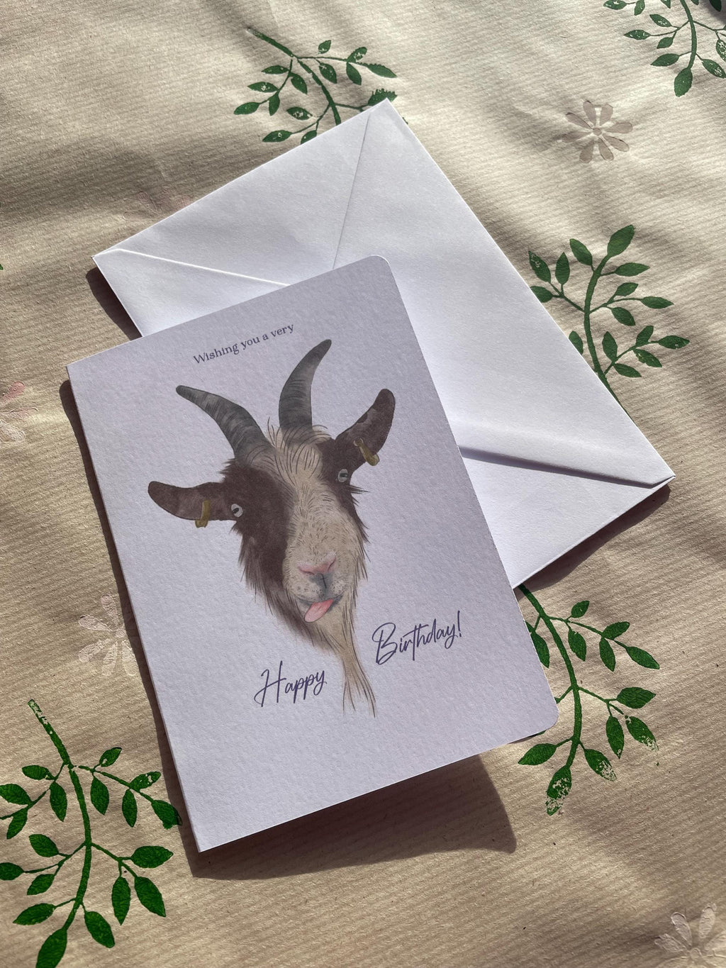 Cheeky Goat A6 Cards, pack of 3: illsutrated by hand, funny animal card