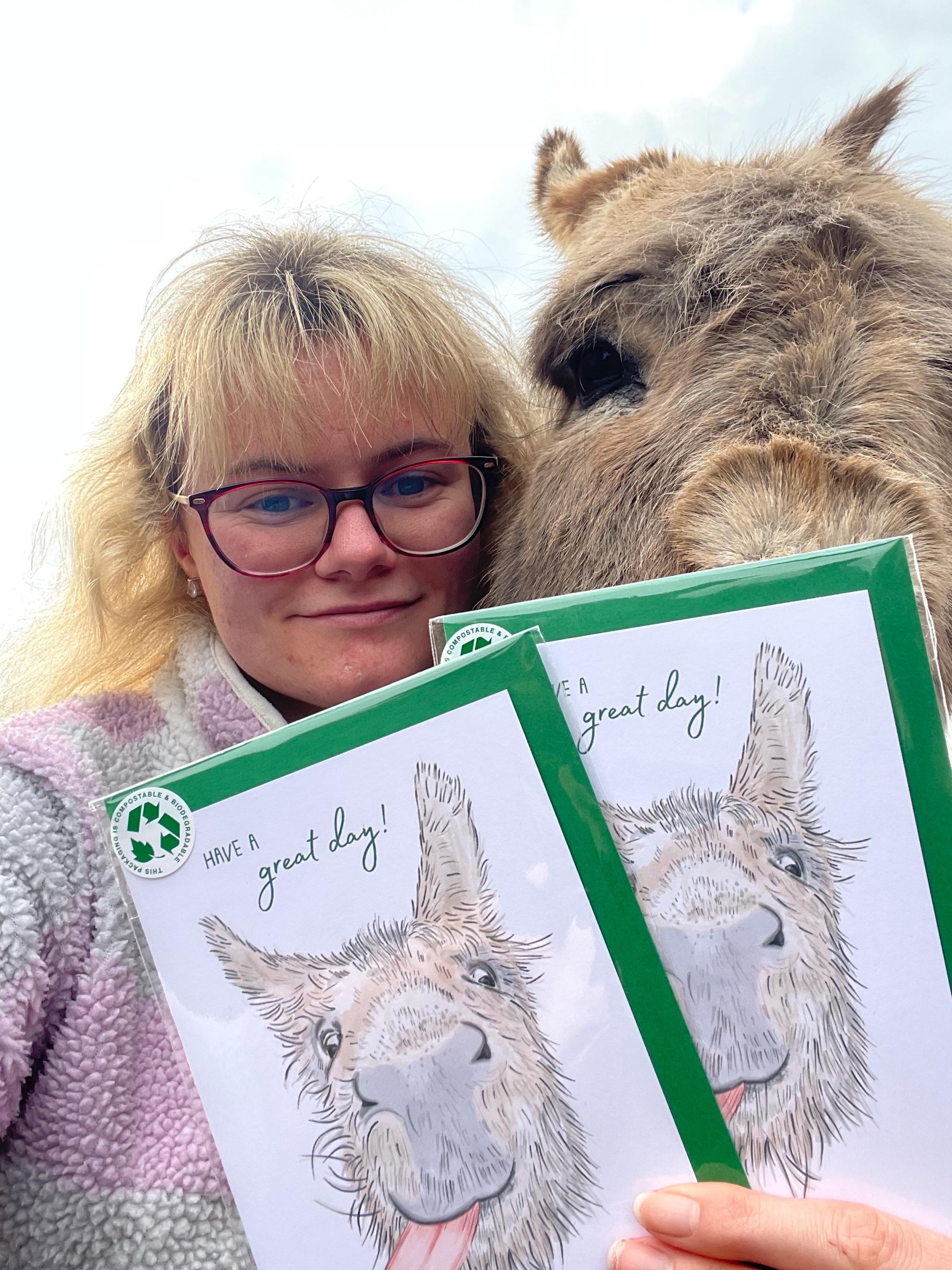 Donkey A6 Cards, pack of x3:  illustrated by hand for animal lover, special day