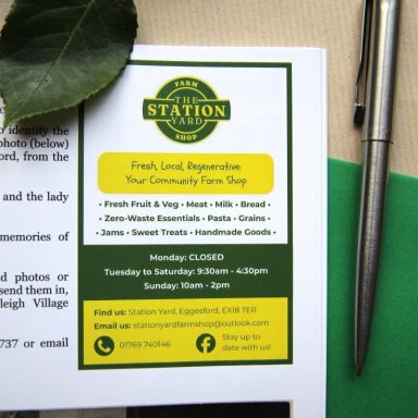 Promotional flyer for a community farm day, featuring event details and contact information.